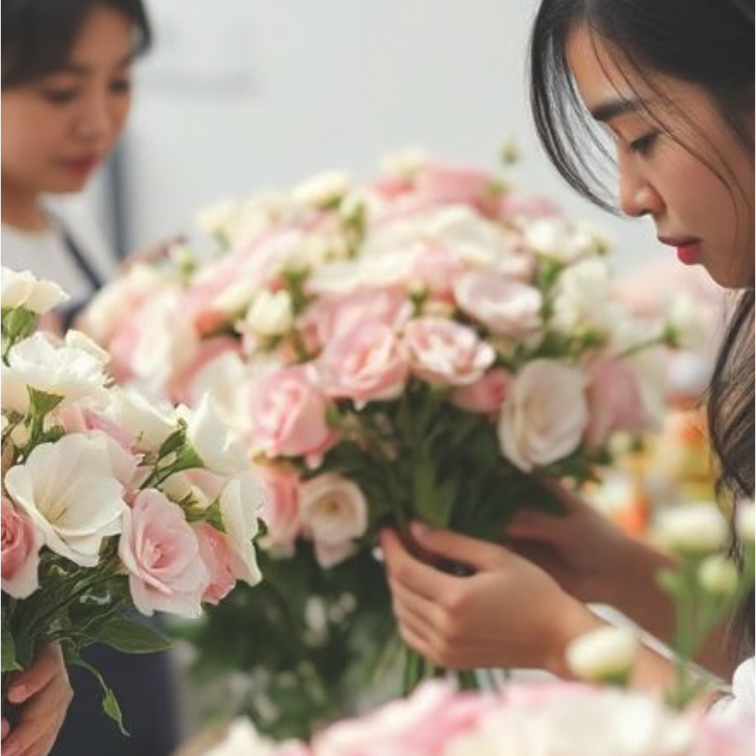 working with flowers during a class