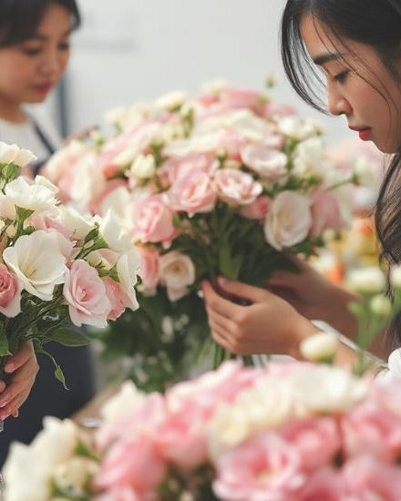 Adult floral arrangement workshop in Singapore with hands-on flower basket design