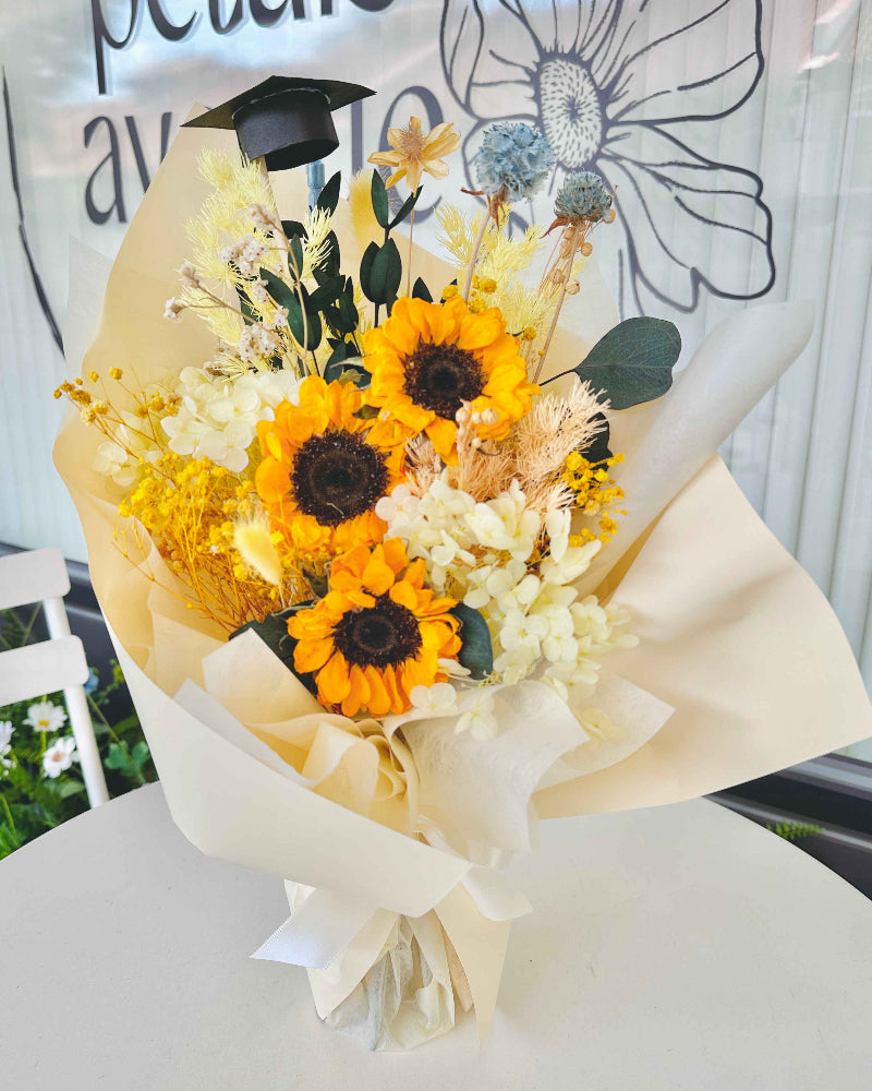 vibrant preserved sunflowers, preserved for longevity