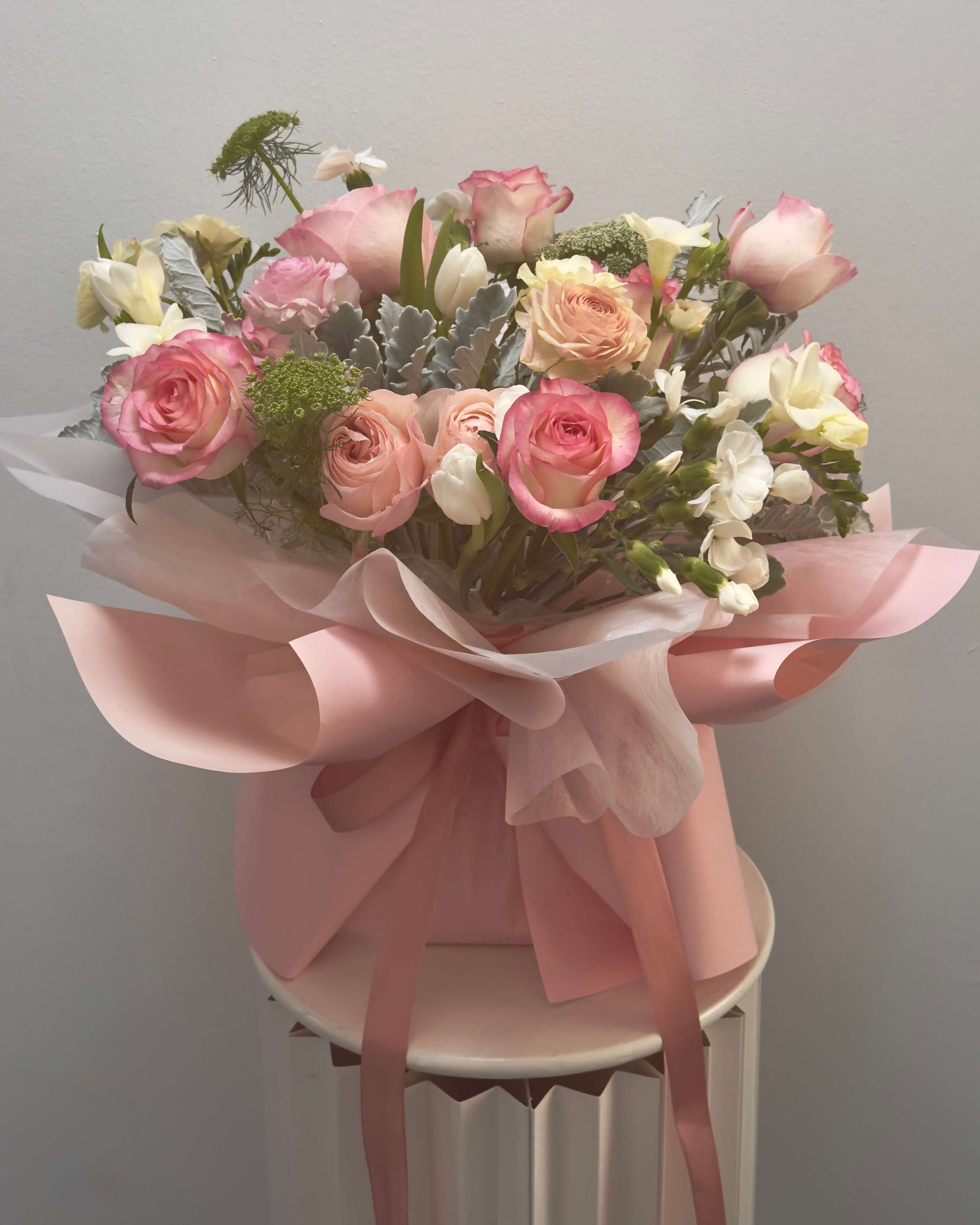 omakase rose bouquet light with ritzy fillers