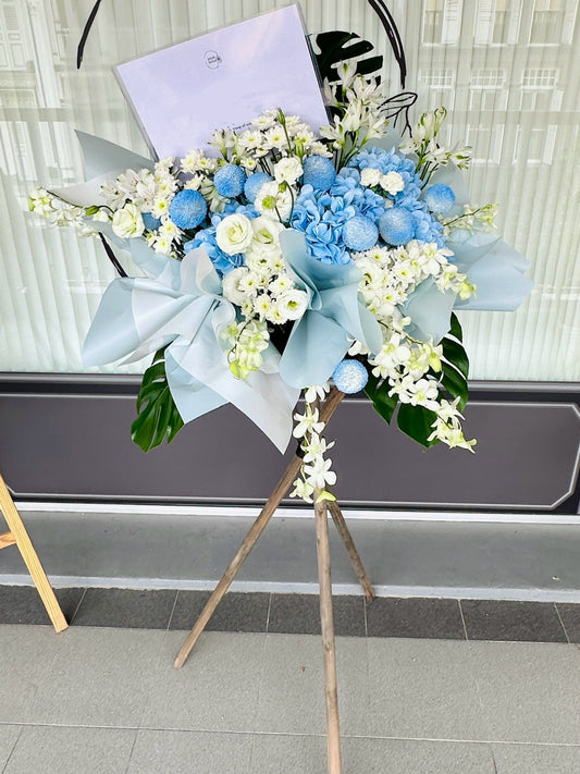 Light Blue and White Flower Stand