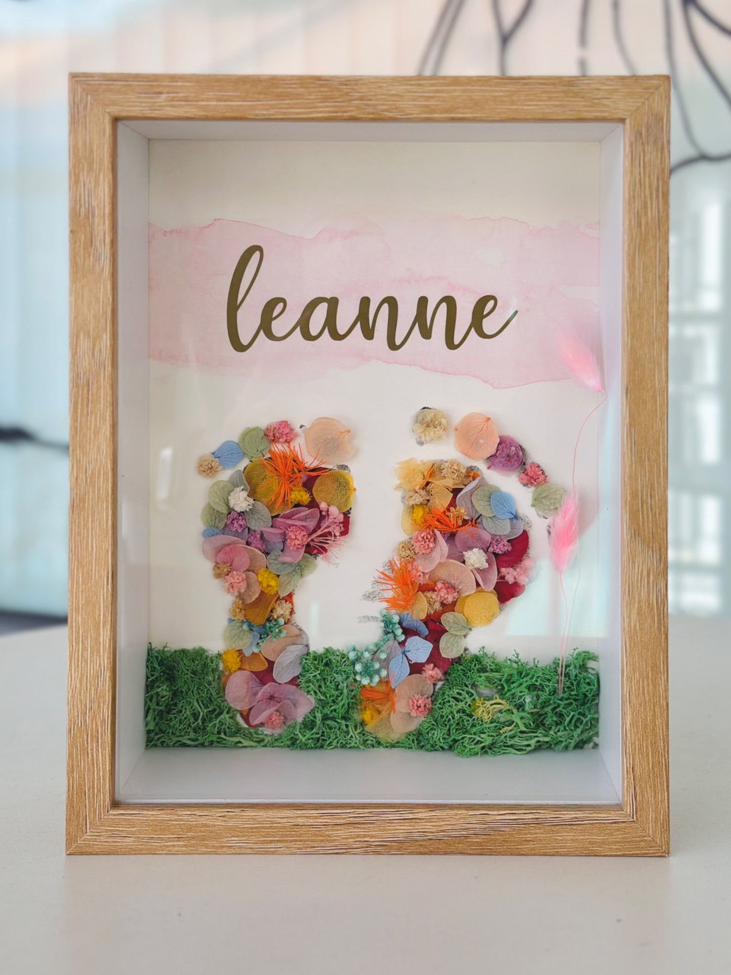 Footprint Everlasting Flowers Shadow Box