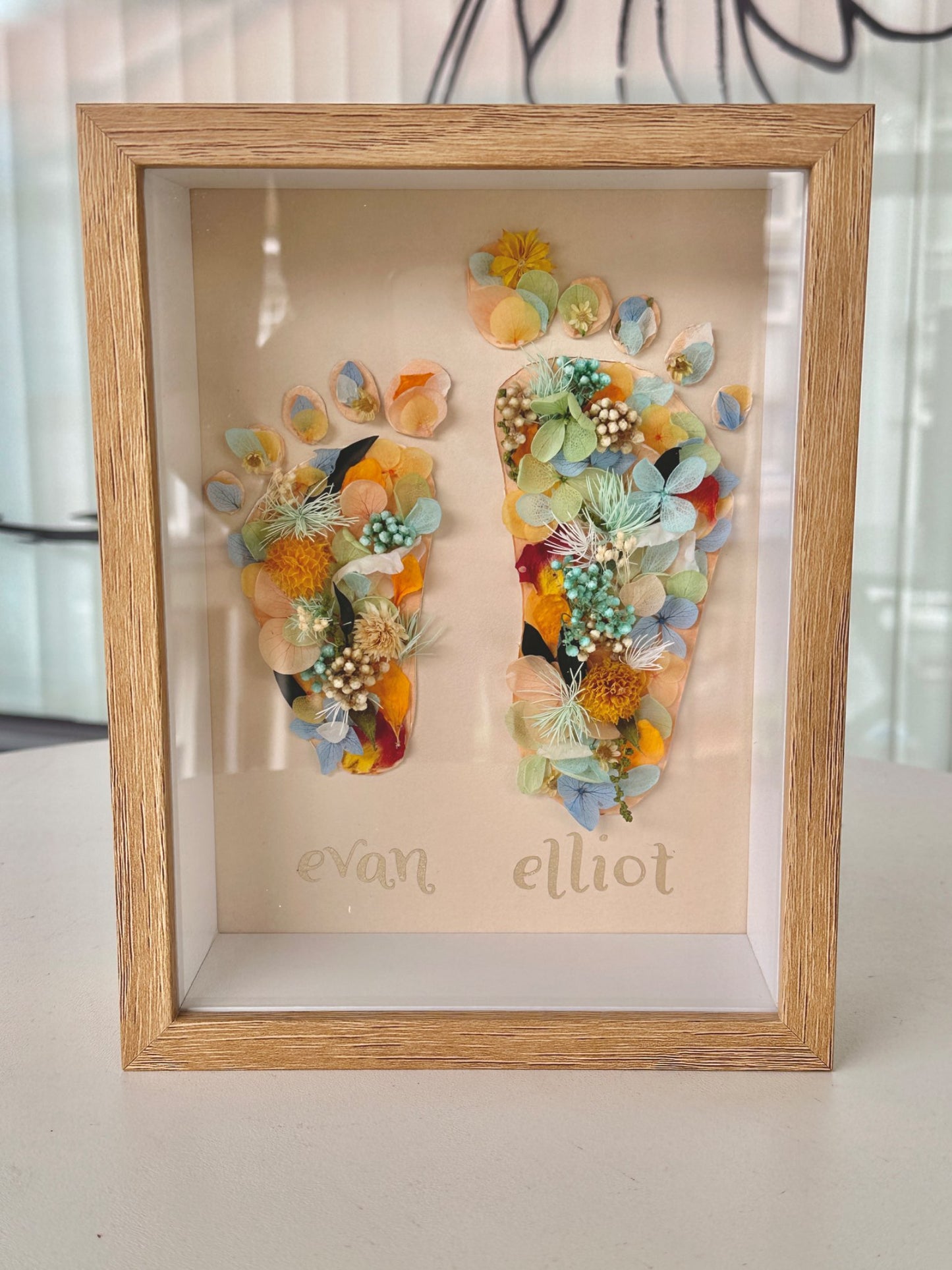 Footprint Everlasting Flowers Shadow Box