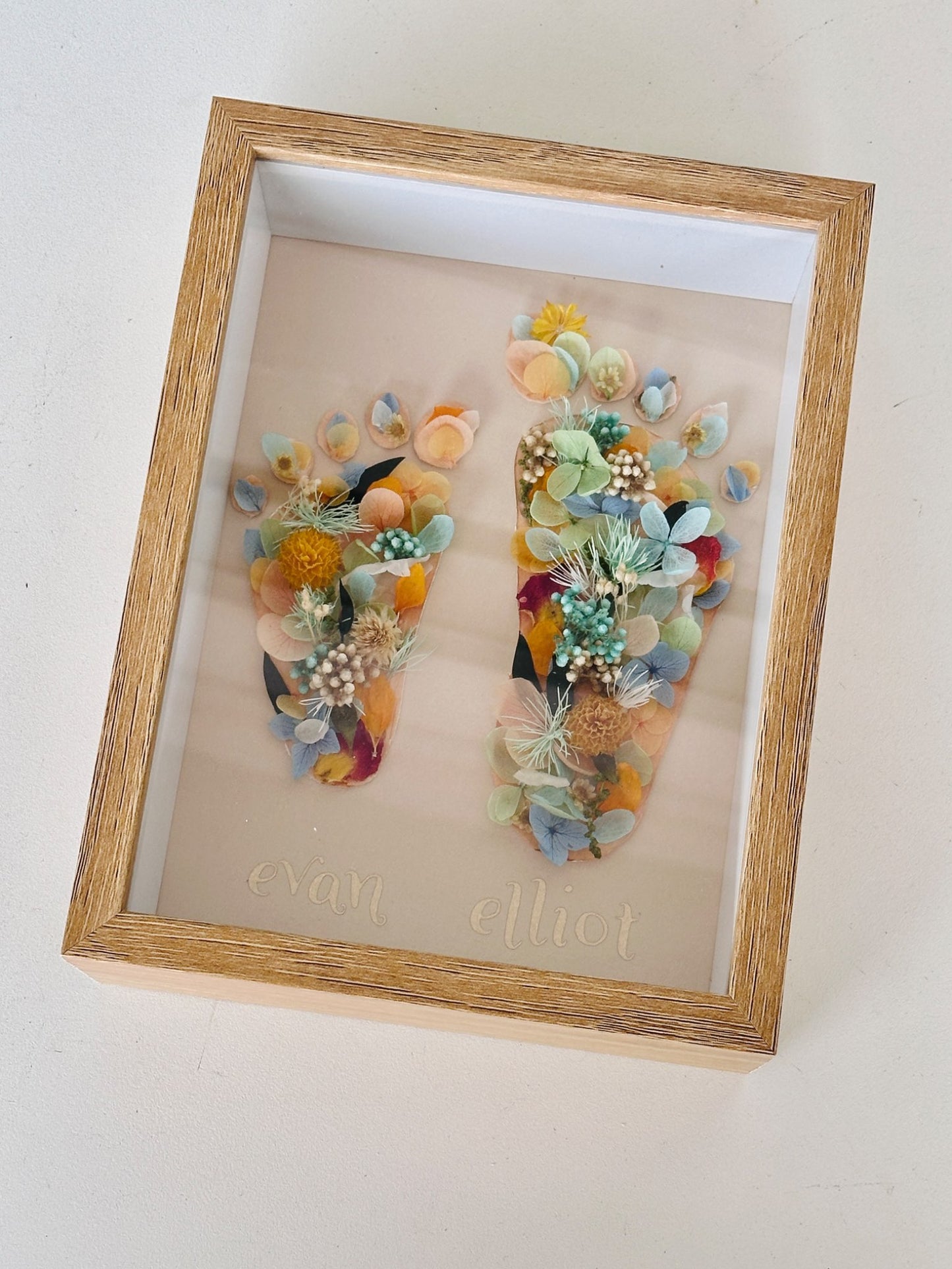 Footprint Everlasting Flowers Shadow Box