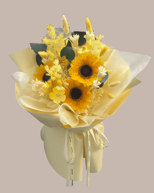 sunflower bouquet preserved. without graduation hat
